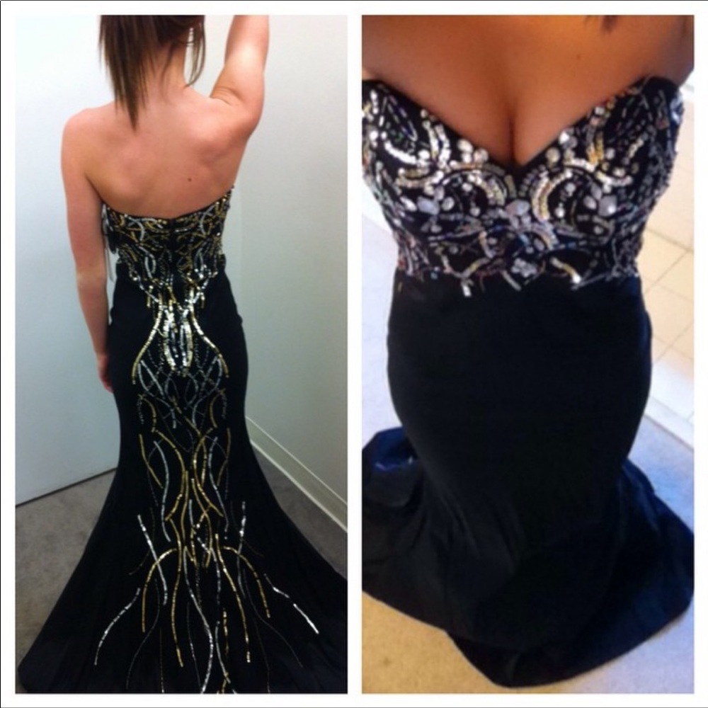 Black Strapless Prom Dress